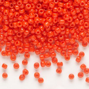 Seed bead, Dyna-Mites&trade;, glass, opaque dark orange, #8 round. Sold per 1/2 kilogram pkg.