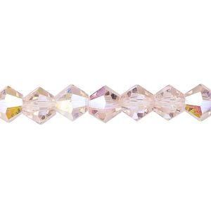 Bead 1pk transparent pink AB, Celestial Crystal&reg; 8mm bicone 15.5-16 inch