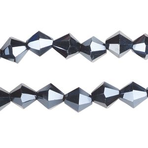 Bead, glass, opaque metallic blue, 8mm faceted bicone. Sold per pkg of (2) 13-inch strands, approximately 90 beads.