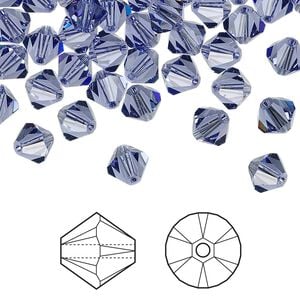 Bead 144pk tanzanite, Crystal Passions&reg; 6mm bicone 5328
