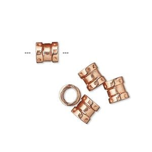Crimp 1pkg4 copper-plated, 6.5x6mm round tube / 4mm inside diameter, brass / JBB Findings