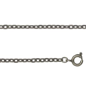 Chain 1pkg1 cable, 2.5mm textured / springring clasp, gunmetal-finished steel 24 inch