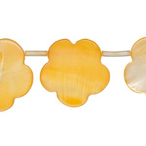 Mother-of-pearl shell 1pkg1, top-drilled flat flower bead 17 inch orange 21x16mm-23x19mm