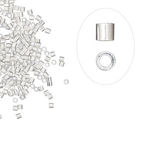 Crimp 1pkg1000 silver-plated, 1.1x1mm seamless micro tube / approx 0.7mm inside diameter, brass