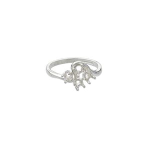 Ring, Sure-Set&trade;, sterling silver, swirl band with (3) 3mm and (1) 3.5mm 4-prong round settings, size 8. Sold individually.