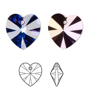 Drop 72pk crystal heliotrope, Swarovski&reg; 18mm pendant heart 6228