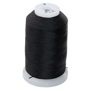 Thread, Purely Silk&trade;, 3-ply, black, size A. Sold per 425-yard spool.