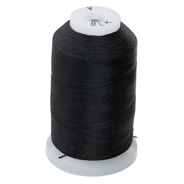 Thread, Purely Silk&trade;, 3-ply, black, size A. Sold per 425-yard spool. image number 0