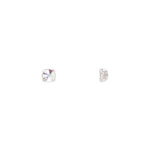 Bead 24pk rose montees crystal silver plate AB, Preciosa Czech crystal 3-3.2mm round SS12