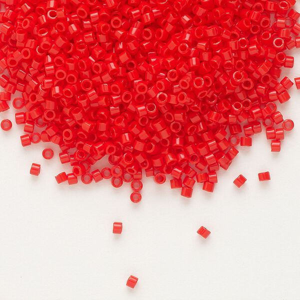 Seed bead, Delica&reg;, glass, pkg/7.5g, #11 round, opaque vermillion red (DB-0727). image number 0