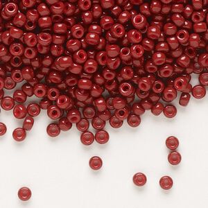 Seed bead, Miyuki, glass, pkg/50g, #8 rocaille, Duracoat&reg; opaque outside dyed maroon, (RR-4470).