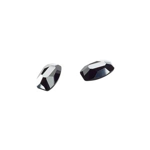 Fancy stone 2pk jet hematite, Crystal Passions&reg; rhinestone 10x6mm organic oval