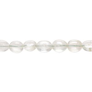 Green beryl 1pkg1, hand-cut puffed oval bead natural 15 inch 5x4mm-8x5mm