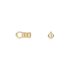 Crimp end 1pkg10 gold-plated, 5.5x3.5mm tube / loop / 2.2mm inside diameter, brass