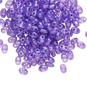 Seed bead, Preciosa Twin&trade; Czech glass, pkg/250g, 5x2.5mm oval, transparent lilac terra pearl clear, (08328).