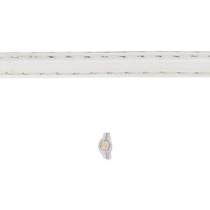 Cord, leather and cotton (dyed), white, 5-6mm double-stitched flat. Sold per 5-yard section.