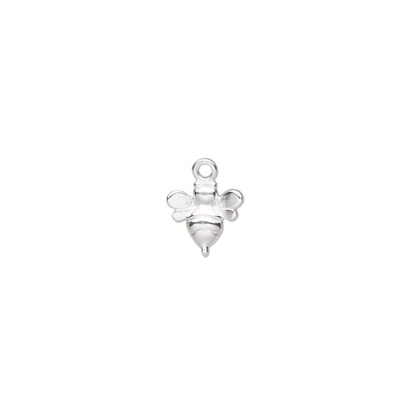 Charm Amoracast&reg; 1pkg1 sterling silver, 9x8mm single-sided bumble bee image number 0