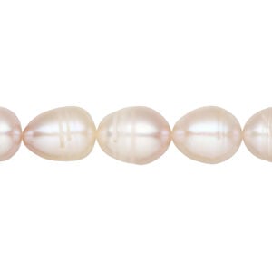 Freshwater pearl 1pkg1, rice, 15 inch pink satin 8-9mm cultured