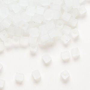 Seed bead, Miyuki 1pkg10g, glass, 3.5-3.7mm square, translucent frosted clear (SB-131F)
