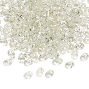 Seed bead, Preciosa Twin&trade; Czech glass, pkg/50g, 5x2.5mm oval, transparent viridian clear, (20203).