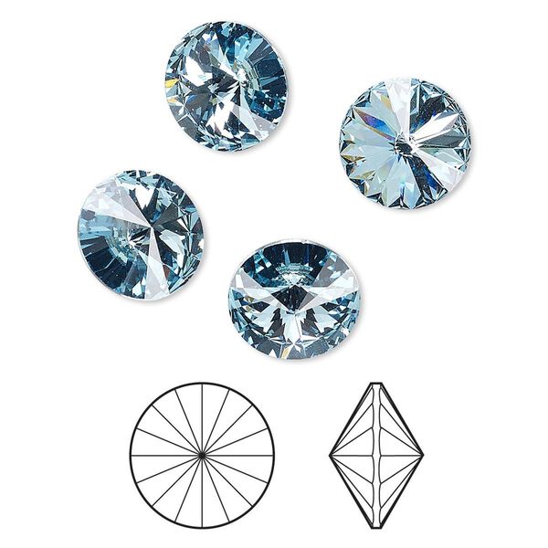 Chaton 4pk aquamarine foil back, Crystal Passions&reg; 10.54-10.91mm rivoli SS47 1122 image number 0