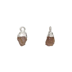 Drop 1pkg1, sterling silver and electrocoated pink tourmaline (natural), 8x5mm-9x7mm hand-cut nugget