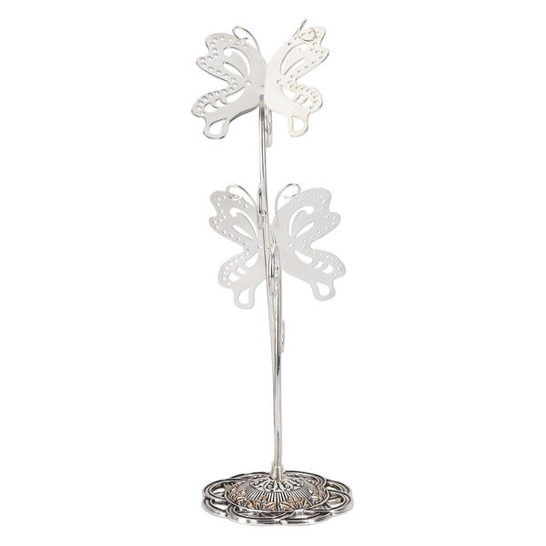 Display, silver-finished steel and antiqued silver-finished "pewter" (zinc-based alloy), 9 x 2-1/2 x 3 inch double butterfly. Sold individually. image number 0
