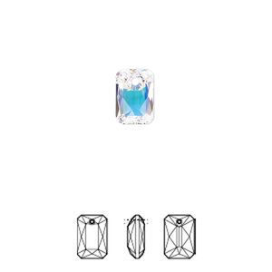 Drop 4pk crystal AB, Crystal Passions&reg; 9x6mm pendant emerald cut 6435