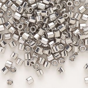 Seed bead, Delica&reg;, glass, pkg/4g, #8 cut, opaque palladium-plated (DBLC-0038).
