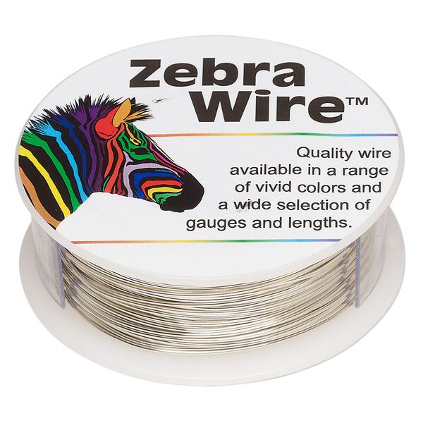 Wire, Zebra Wire&trade;, silver-plated copper, round, 22 gauge. Sold per 1/4-pound spool, approximately 45 yards (41 meters). image number 0
