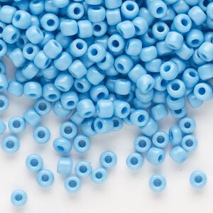 Seed bead, Dyna-Mites&trade;, glass, opaque light blue, #6 round. Sold per 1/2 kilogram pkg.