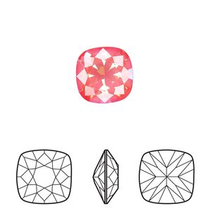 Fancy stone 1pk crystal ultra orange AB, Crystal Passions&reg; 12mm cushion 4470
