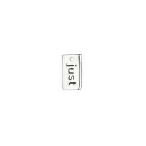 Drop, sterling silver and enamel, black, 10.5x6mm single-sided rectangle with "just." Sold individually.