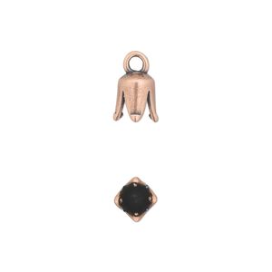 Cord end 1pkg2 copper-plated pewter, 8.5x6mm cone / 4mm inside diameter, antiqued / JBB Findings