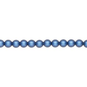 Pearl 100pk iridescent dark blue, Crystal Passions&reg; 4mm round 5810