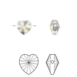 Bead 288pk crystal AB, Swarovski&reg; 8mm heart 5742