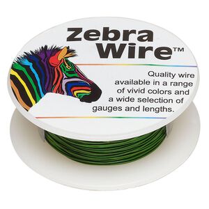 Wire, Zebra Wire&trade;, color-coated copper, green, round, 24 gauge. Sold per 20-yard spool.