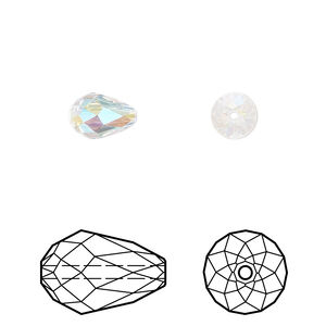 Bead 4pk crystal shimmer 2X, Crystal Passions&reg; 9x6mm teardrop 5500