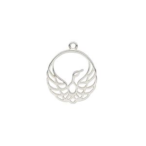 Charm Amoracast&reg; 1pkg1 sterling silver, 13mm 2-sided cutout phoenix