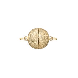 Clasp magnetic 1pkg1 sterling silver, 11.5mm stardust round, "vermeil" 1-strand
