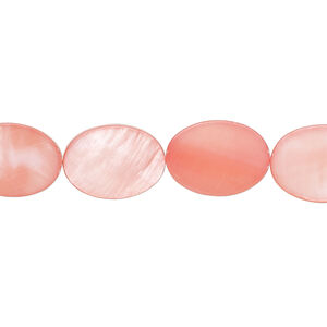 Mother-of-pearl shell 1pkg1, flat oval bead 15 inch pink 14x10mm-15x11mm