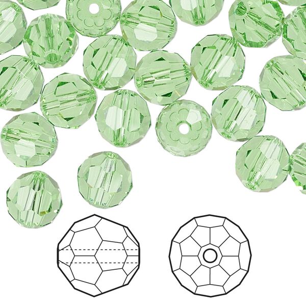 Bead 288pk peridot, Swarovski&reg; 8mm round 5000 image number 0