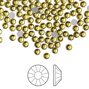 Flat back 144pk acid yellow foil back, Preciosa VIVA 12&reg; Czech crystal rhinestone 3-3.2mm chaton rose round SS12