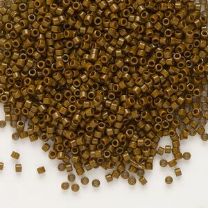 Seed bead, Delica&reg;, glass, pkg/50g, #11 round, Duracoat&reg; opaque outside dyed dark brown (DB-2142).