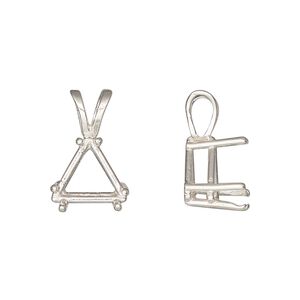 Pendant, Sure-Set&trade;, sterling silver, 12mm with 6-prong triangle basket setting. Sold individually.