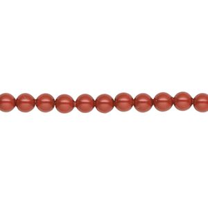 Pearl 100pk dark coral pearl, Crystal Passions&reg; 4mm round 5810
