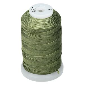 Thread, Purely Silk&trade;, bright green, size E. Sold per 200-yard spool.