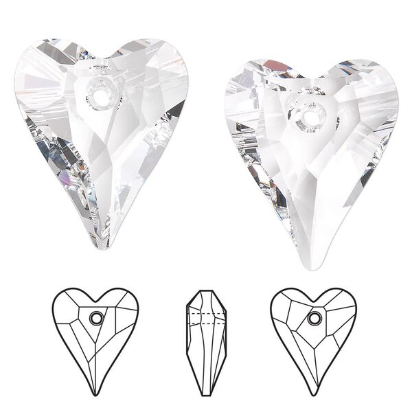 Drop 24pk crystal, Swarovski&reg; 27x22mm pendant wild heart 6240 image number 0