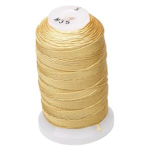Thread, Purely Silk&trade;, gold, size F. Sold per 140-yard spool.