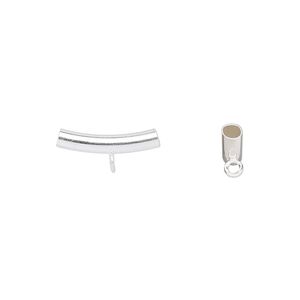 Bead 1pkg1 sterling silver, 15x3mm curved tube / open loop